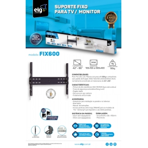 Suporte Fixo Ultra slim para Tv 46 a 86 Fix600 (ELG) - PREMIUM